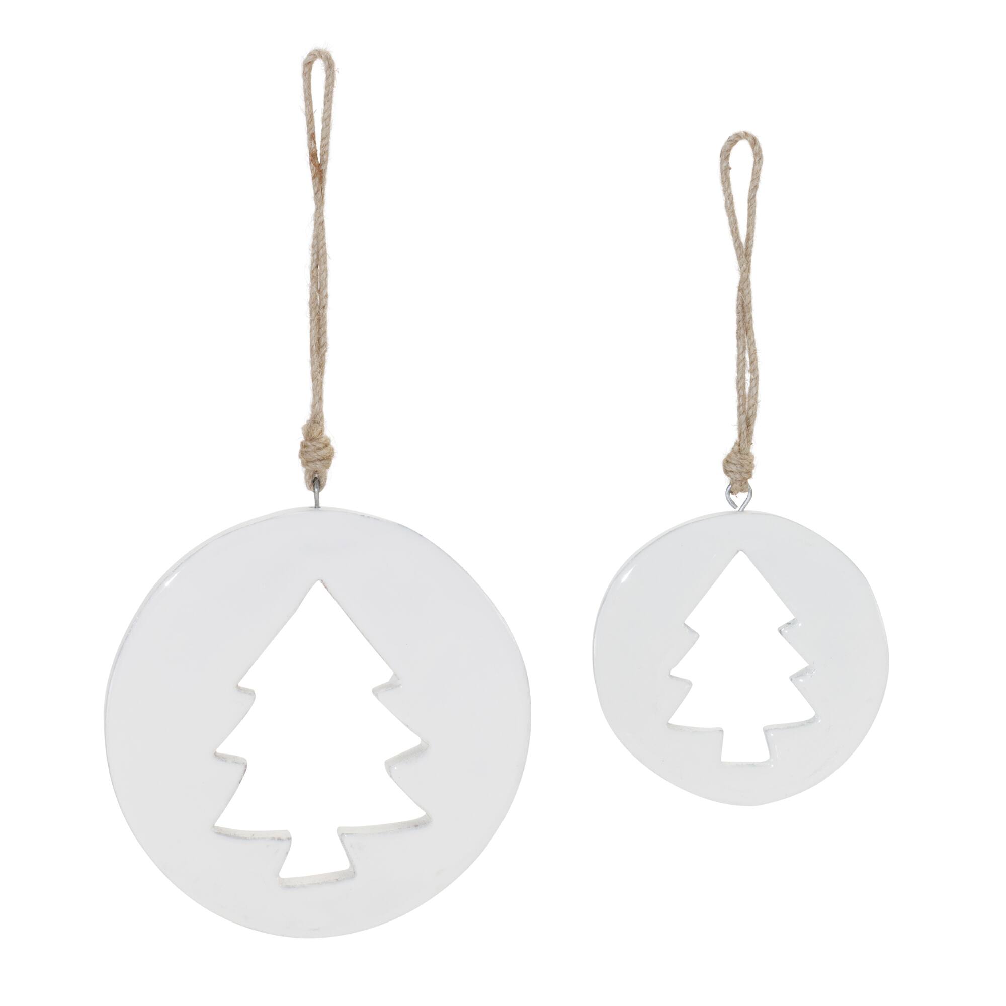 Wood Pine Tree Cut-Out Ornaments Set
